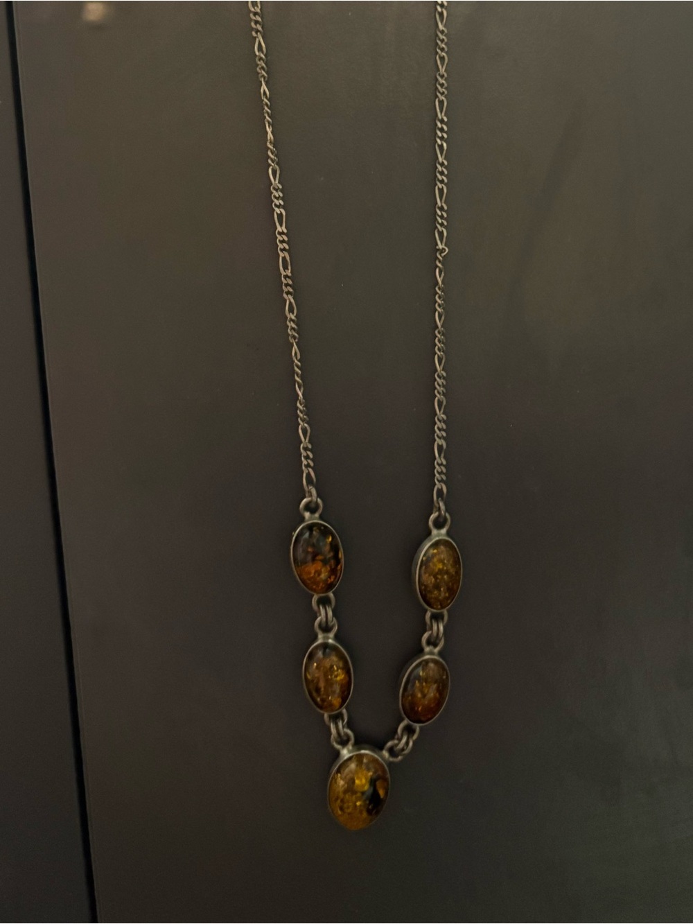 Sterling Silver Amber Pendant Necklace - Honey Amber - Picture 4 of 4